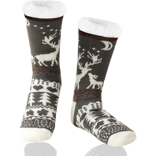 Chaussettes Chaussons Homme Hiver Chaudes Antidérapantes Chaussette Pantoufle Thermiques Polaire,Cadeau Noel Anniversaire