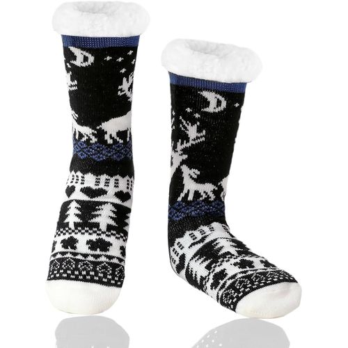 Chaussettes Chaussons Homme Hiver Chaudes Antidérapantes Chaussette Pantoufle Thermiques Polaire,Cadeau Noel Anniversaire