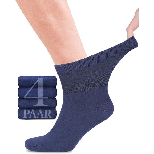 Lot De 4 Paires De Chaussettes Diabétiques En Bambou Avec Lycra Pour Homme-Hauteur Cheville-Sans Couture À La Base Des Ongles