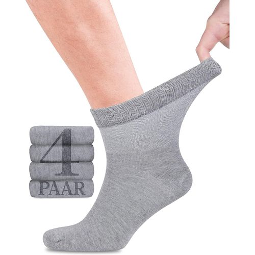 Lot De 4 Paires De Chaussettes Diabétiques En Bambou Avec Lycra Pour Homme-Hauteur Cheville-Sans Couture À La Base Des Ongles