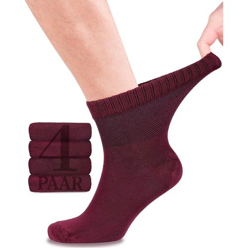 Lot De 4 Paires De Chaussettes Diabétiques En Bambou Avec Lycra Pour Homme-Hauteur Cheville-Sans Couture À La Base Des Ongles