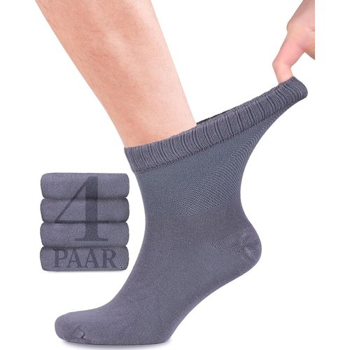 Lot De 4 Paires De Chaussettes Diabétiques En Bambou Avec Lycra Pour Homme-Hauteur Cheville-Sans Couture À La Base Des Ongles