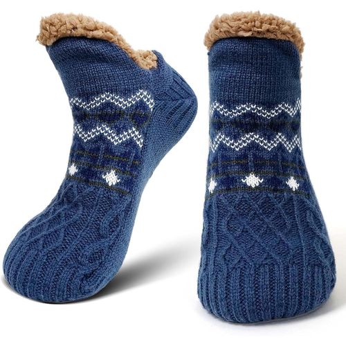 Chaussette Antidérapantes Homme Hiver:Chaudes Chaussettes Maison Thermiques Chaussettes Avec Fourrées Sherpa Cadeau Noël