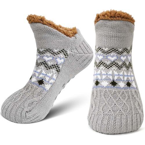 Chaussette Antidérapantes Homme Hiver:Chaudes Chaussettes Maison Thermiques Chaussettes Avec Fourrées Sherpa Cadeau Noël