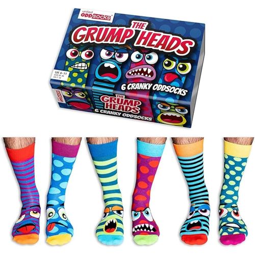 Grump Heads Box Of 6 Odd Socks For Men-Uk 6-11,Eur 39-46,Us 6¿-11¿