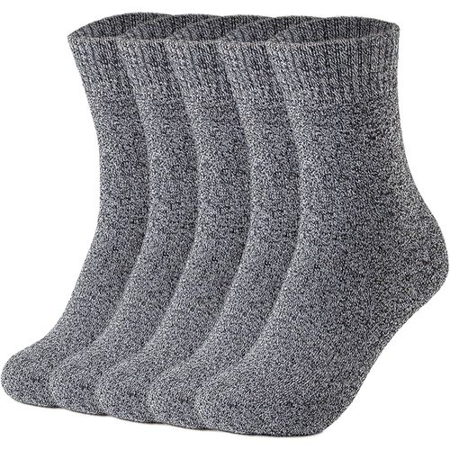 5 Paires Chaussettes Chaudes Homme,Hiver Chaussettes En Laine Épaisses Douces,Classiques Thermiques Chaussettes Appropriés Port Quotidien Ski Travail En Extérieur,Taille 39-45