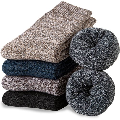 5 Paires Chaussettes Chaudes Homme,Hiver Chaussettes En Laine Épaisses Douces,Classiques Thermiques Chaussettes Appropriés Port Quotidien Ski Travail En Extérieur,Taille 39-45
