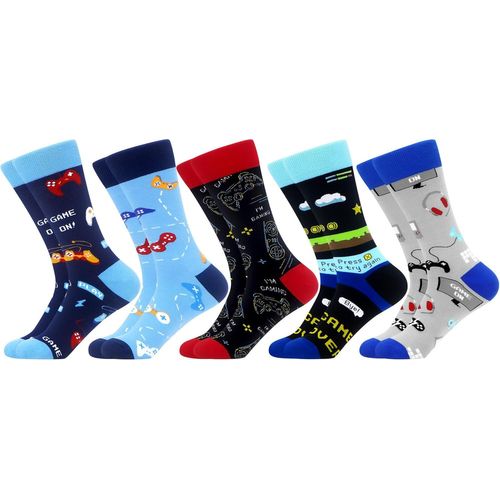 5 Paires Homme Colorées Chaussettes En Coton Motif Drôle Multicolores