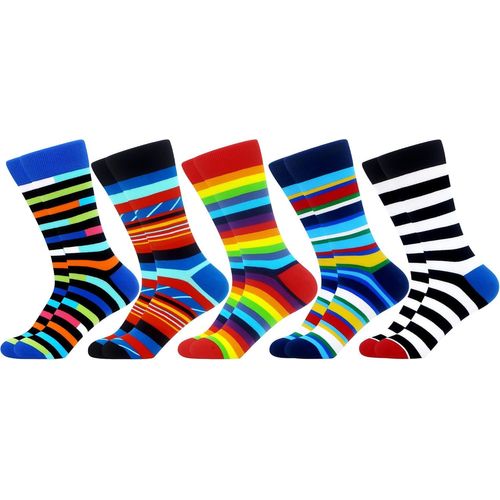 5 Paires Homme Colorées Chaussettes En Coton Motif Drôle Multicolores
