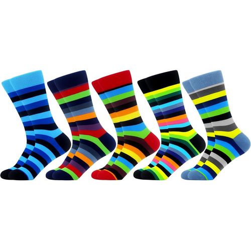 5 Paires Homme Colorées Chaussettes En Coton Motif Drôle Multicolores