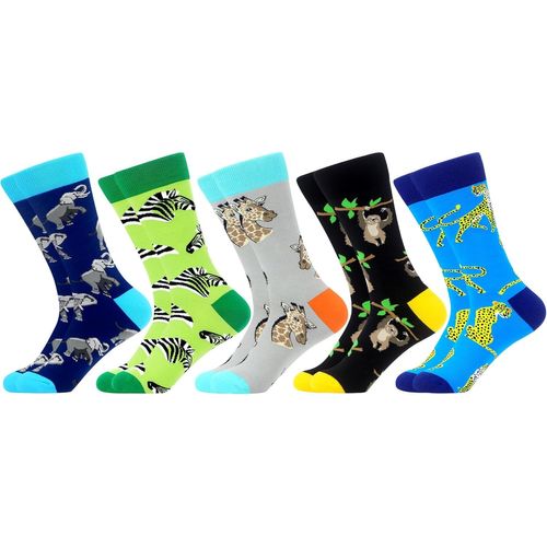 5 Paires Homme Colorées Chaussettes En Coton Motif Drôle Multicolores