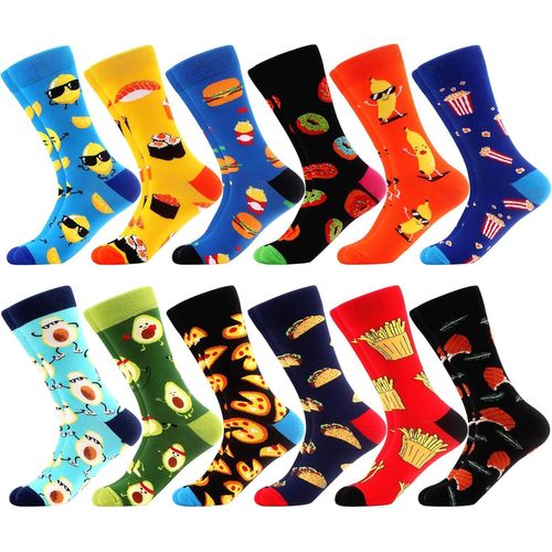 12 Paires Chaussettes Amusantes Et Décontractées Pour Homme Colorées Chaussettes En Coton Motif