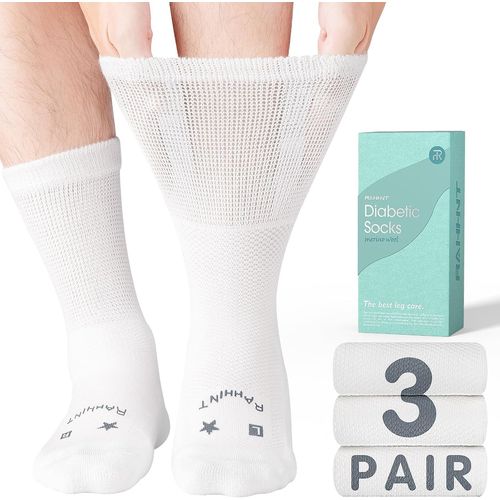 Laine Mérinos Chaussettes Diabetiques 3 Paires,Chaussettes De Bambou Sans Elastique Sans Couture Homme Femme
