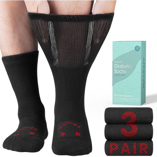 Laine Mérinos Chaussettes Diabetiques 3 Paires,Chaussettes De Bambou Sans Elastique Sans Couture Homme Femme