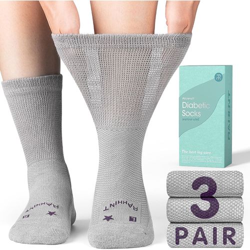 Laine Mérinos Chaussettes Diabetiques 3 Paires,Chaussettes De Bambou Sans Elastique Sans Couture Homme Femme