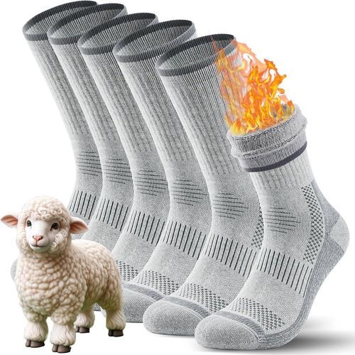 Chaussette De Randonnée En Laine Mérinos Pour Femme Chaussette De Marche Sportive Anti-Ampoules,Respirantes,Negro/Couleur/Gris,3 Paires