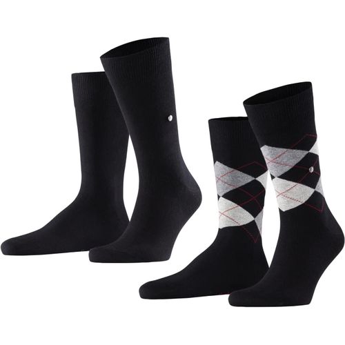 Burlington Homme Everyday Mix 2-Pack Chaussettes Respirantes Coton Renforcées Résistantes Douces Mix Unies Motif Fantaisie Argyle Pour Vie Quotidienne Et Travail Multipack Lot De 2 Paires