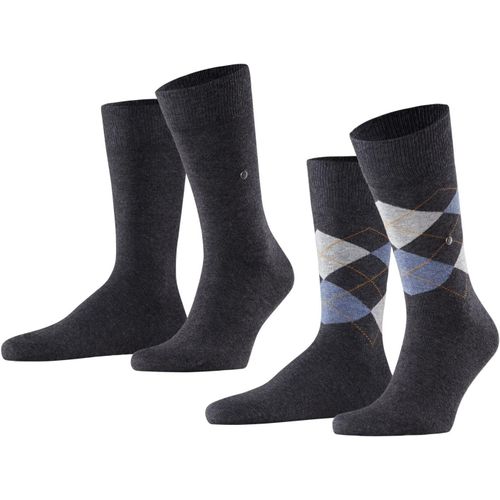 Burlington Homme Everyday Mix 2-Pack Chaussettes Respirantes Coton Renforcées Résistantes Douces Mix Unies Motif Fantaisie Argyle Pour Vie Quotidienne Et Travail Multipack Lot De 2 Paires