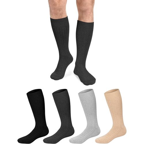 4 Paires Chaussettes Hautes Homme,39-42 43-46 47-50 Socks Homme Confortables 76% Coton Confortable Respirant Pour Quotidien Travail Sport