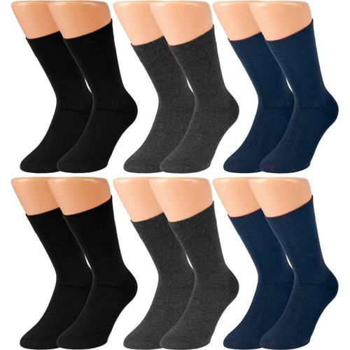 Chaussettes Business En Coton Pour Homme Sans Élastique Sans Couture Unies 6 Ou 12 Paires