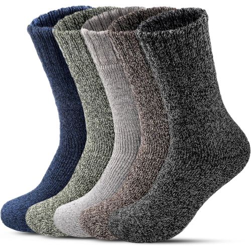 Chaussettes Thermiques Hommes 5 Paires,60% Laine Chaussettes Hommes,Chaussettes D'hiver Chaudes
