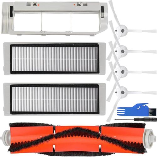 Kit d'accessoires aspirateur robot pour Roborock S55 S50 S51 1 brosse principale + 4 brosses latérales + 2 filtres Hepa + 1 couvercle de brosse principale Pièces de rechange