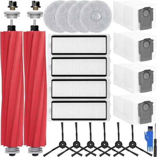 Kit d'accessoires pour Roborock Q Revo/P10 Robot Aspirateur comprenant 2 brosse principale 6 brosse latérale 4 filtres 4 sacs à poussière 4 serpillières Pièces détachées de remplacement