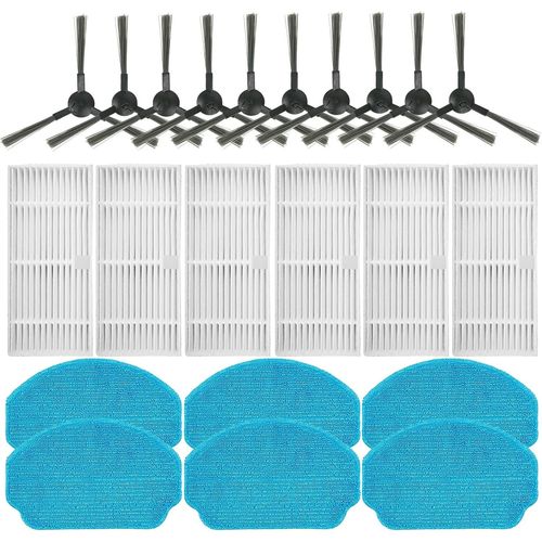Kit d'accessoires de rechange pour Cecotec Conga 999 Origin X-Treme,pour EICOBOT BR150 Robots aspirateurs,10 brosses latérales,6 filtres,6 serpillières