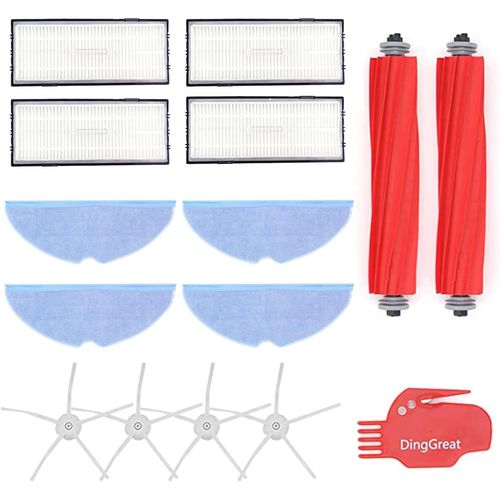 Kit d'accessoires de rechange pour Roborock S7 S7 Plus T7 T7S T7Plus T7SPlus Robot Aspirateur-2 Brosses Principales,4 Filtres,4 Brosses Latérales,4 Serpillière,1 Brosse de Nettoyage