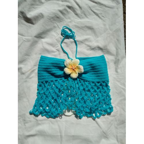 Haut Top Été En Crochet Avec Fleur De Monoï Fait À La Main/ Handmade Hook Crochet Summer With Flower