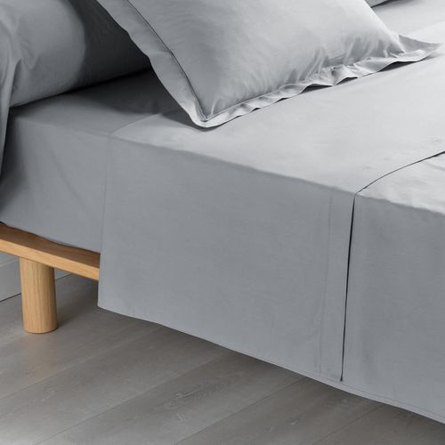 ERSHI-douceur d'intérieur, Drap Plat (180 x 290 cm) Percaline Gris, Percale de Coton[133]