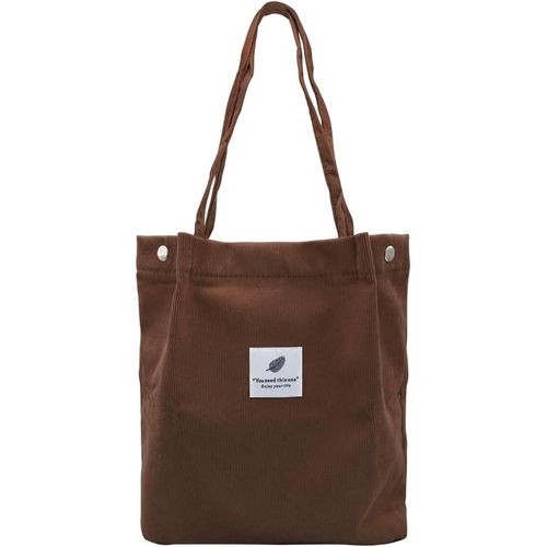 ERSHI-Sac Fourre Tout en Velours Côtelé Grande Capacité pour Femme - Cabas Rayures Colorées pour Usage Quotidien, École, Travail, [9