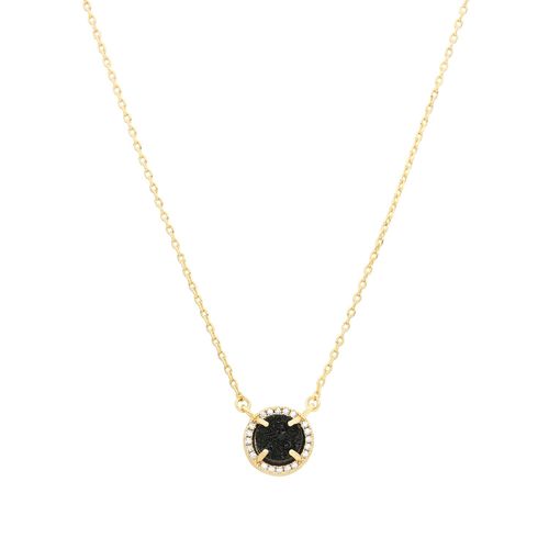 Collier Doré Rond Serti Zirconium Noir