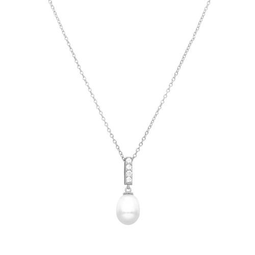 Collier Argenté Et Pendentif Perle