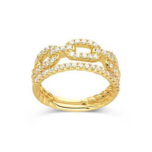Bague Dorée Anneau Et Maille Sertie