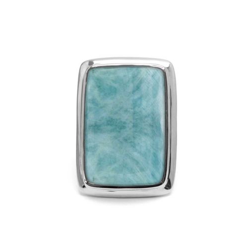 Bague À Volume Rectangle En Argent Et Pierre Naturelle Amazonite