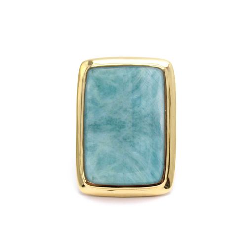 Bague À Volume Rectangle En Argent Doré Et Pierre Naturelle Amazonite