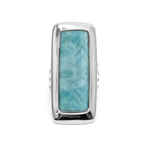 Bague À Volume En Argent Longue En Pierre Naturelle Amazonite