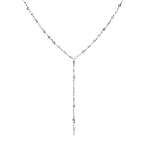 Collier Cravate Argent Rhodié Perles Naturelles Labradorite