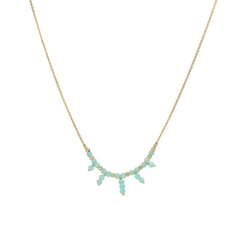Collier Argent Doré Pierre Fine Amazonite