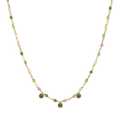 Collier En Argent Doré Pierres Naturelles Tourmaline Pampilles Quartz Fumé