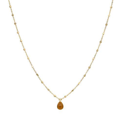Collier Argent Doré Goutte Pierres Naturelles ?il De Tigre