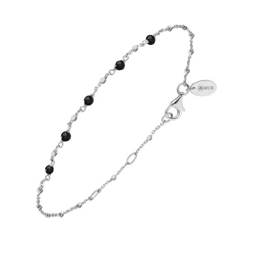Bracelet Argent Rhodié Pierres Naturelles Spinelle Noires