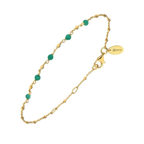 Bracelet Argent Doré Pierre Naturelle Onyx Vert