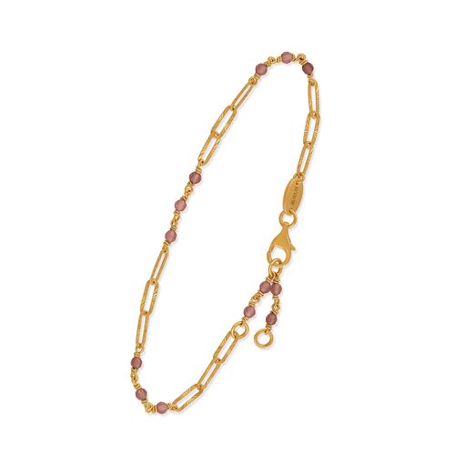 Bracelet En Argent Doré Maillon Pierre Rhodonite Rose