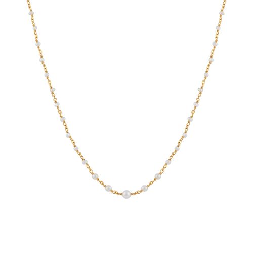 Collier Argent Doré Cascade De Perle Naturelle Blanche