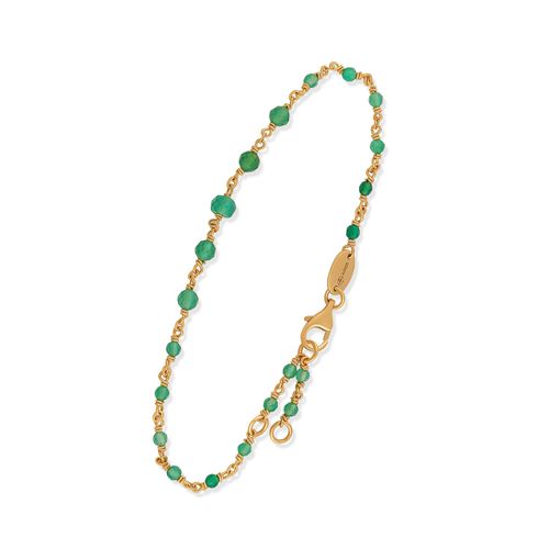 Bracelet En Argent Doré Cascade Pierre Onyx Vert
