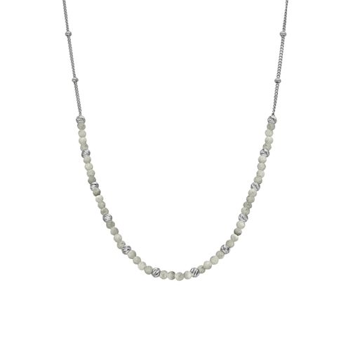 Collier Argent Doré Perles Rhodié Et Pierres Labradorite