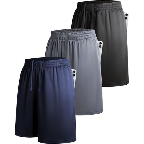 Letnerny-Lot De 3 Shorts Athlétiques Pour Homme¿Shorts De Sport Basketball Ou La Course Décontractée¿Avec Poches Et Ceinture Élastique¿Séchage Rapide