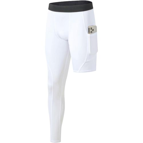 Letnerny-Homme One Leg Compression Collants Avec Poches Legging Running Séchage Rapide Tight Léger Respirant Caleçons Basketball Pantalon De Compression Fitness Entraînement Gym